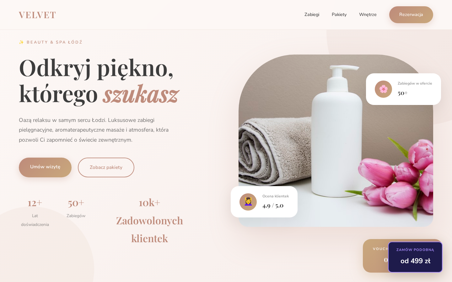 Przykładowa strona internetowa dla salonu SPA - Oaza Spokoju i Piękna